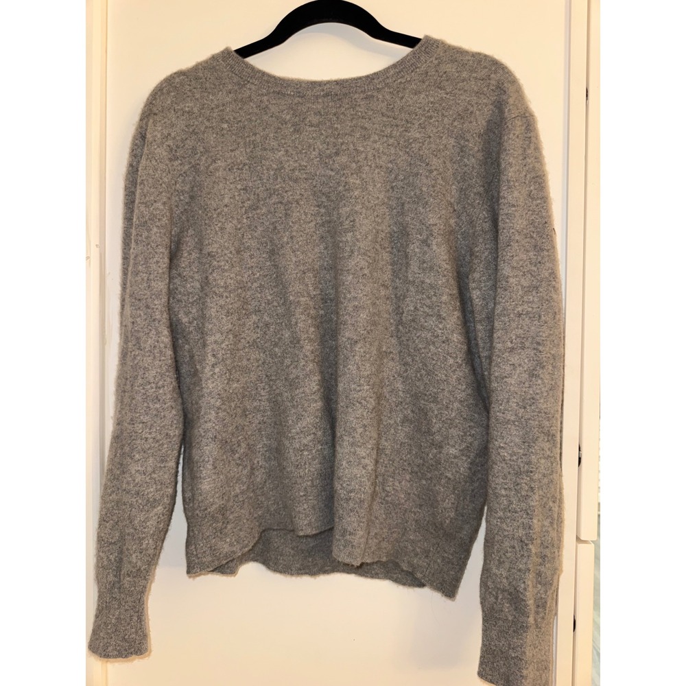Quince 100% Mongolian Cashmere Crewneck Sweater Heather Grey XL Long Sleeve